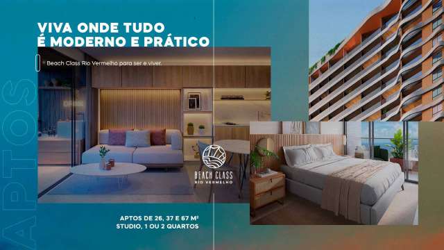 Beach Class Rio Vermelho - Studio com 1  suíte, 26 m² à venda por R$ 365.000,00
