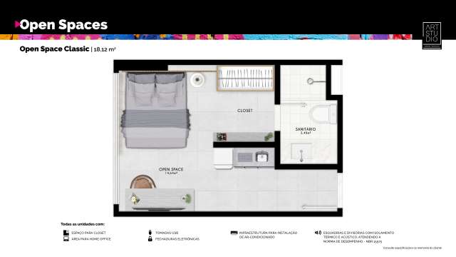 ART STUDIO  OPEN SPACES - STUDIOS À VENDA A PARTIR DE R$ 392.982,80 EM ARMAÇÃO