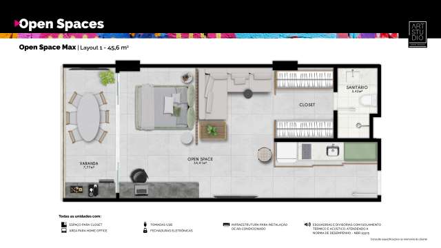 ART STUDIO  OPEN SPACES - STUDIOS À VENDA A PARTIR DE R$ 392.982,80 EM ARMAÇÃO