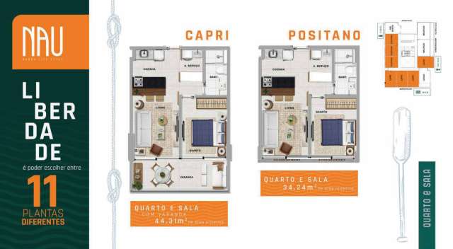NAU BARRA - APARTAMENTOS QUARTO/SALA À VENDA A PARTIR DE R$ 620.326,21