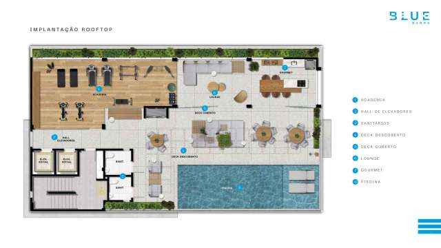 BLUE BARRA - APARTAMENTO COM 1 QUARTO E 1 SUÍTE,  À VENDA A PARTIR DE  R$554.600,00