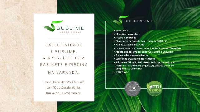 SUBLIME HORTO - 4/4 COM UMA PISCINA POR APARTAMENTO.