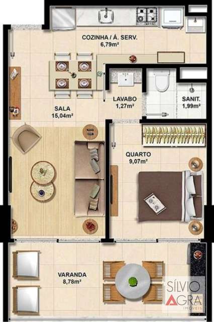 Apartamento na Barra com 1 quarto, 49m² à venda por R$ 720.000,00