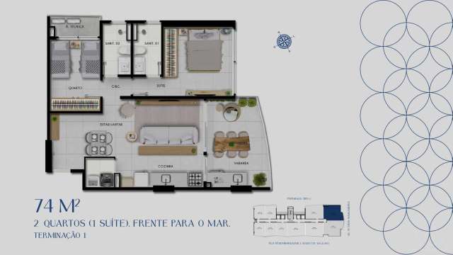 BEACH CLASS JAGUARIBE - Apartamentos de 2 suítes à venda por R$1.350.000,00 em Jaguaribe