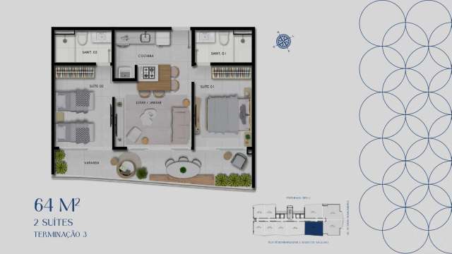 BEACH CLASS JAGUARIBE - Apartamentos de 2 suítes à venda por R$1.350.000,00 em Jaguaribe