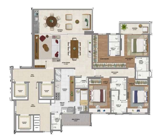 Apartamento no Horto Florestal com 4 suítes, 155m² à venda por R$ 2.200.000,00
