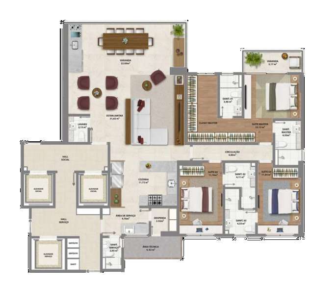 Apartamento no Horto Florestal com 4 suítes, 155m² à venda por R$ 2.200.000,00