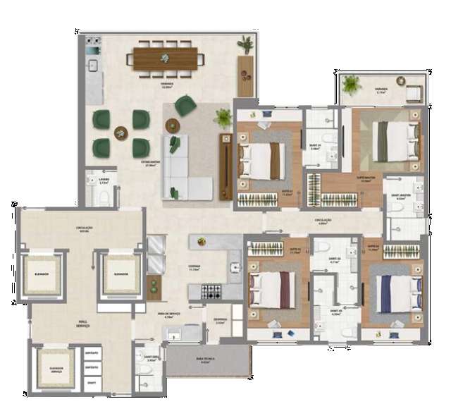Apartamento no Horto Florestal com 4 suítes, 155m² à venda por R$ 2.200.000,00