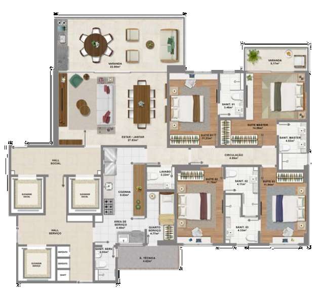 Apartamento no Horto Florestal com 4 suítes, 155m² à venda por R$ 2.200.000,00