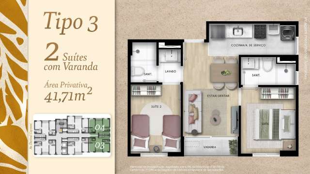 VOG ITAPUÃ | Apartamentos com 2 suítes em Itapuã, 41,71m², à venda a partir de R$ 310.823,81