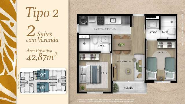 VOG ITAPUÃ | Apartamentos com 2 suítes em Itapuã, 41,71m², à venda a partir de R$ 310.823,81