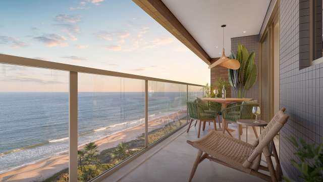 LAUT JAGUARIBE | APARTAMENTOS DE 2 QUARTOS E 2 SUÍTES COM VARANDA EM FRENTE AO MAR DE JAGUARIBE