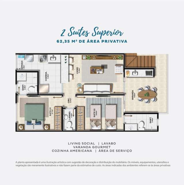 VILLA DAS BRISAS | VILLAGE COM 2 QUARTOS COM 60M² À VENDA A PARTIR DE R$ 540.000,00