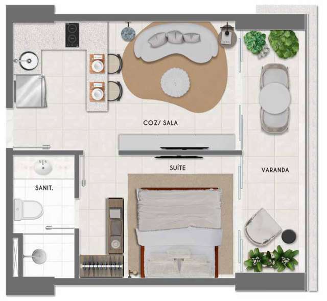 BARRA SIGNATURE | QUARTO E SALA COM 35M² NA BARRA À VENDA POR R$ 750.000,00