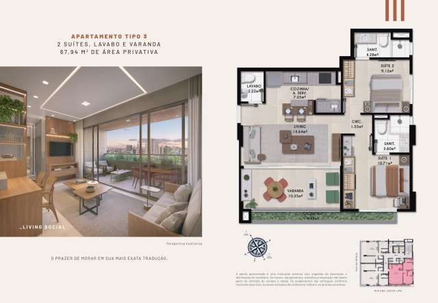 Apartamento na Graça, com 2 quartos e 2 suítes, 68,00 m² à venda por R$ 1.400.000,00