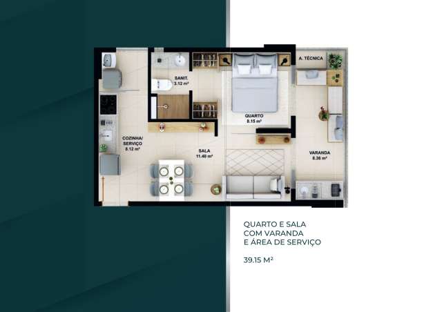 Apartamento na Ondina com 1 quarto com suíte, 39,15m² á venda por 709,000,00